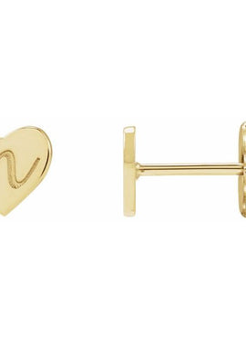 14K White Gold 8 mm Engravable Heart Earrings