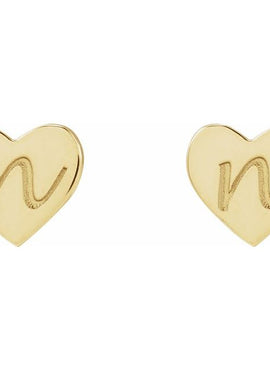 14K White Gold 8 mm Engravable Heart Earrings