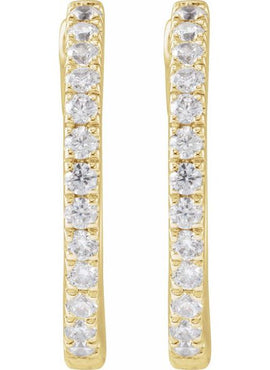 14K Yellow Gold 1/5 CTW Lab-Grown Diamond 10 mm Hoop Earrings