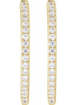 14K Yellow Gold 1/5 CTW Lab-Grown Diamond 10 mm Hoop Earrings