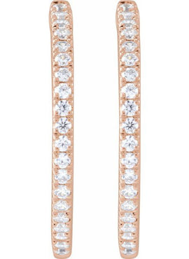 14K Yellow Gold 1/5 CTW Lab-Grown Diamond 10 mm Hoop Earrings