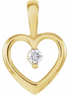 14K Yellow Gold .07 CT Natural Diamond Heart Pendant