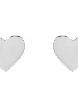 14K White Gold 8 mm Engravable Heart Earrings