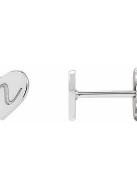 14K White Gold 8 mm Engravable Heart Earrings