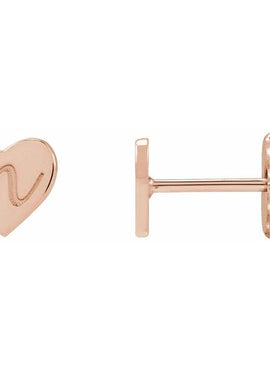 14K White Gold 8 mm Engravable Heart Earrings