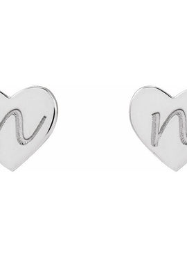 14K White Gold 8 mm Engravable Heart Earrings