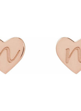 14K White Gold 8 mm Engravable Heart Earrings