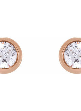 14K Rose Gold .02 CT Natural Diamond Earring