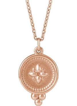 14K White Gold Beaded Disc 16-18
