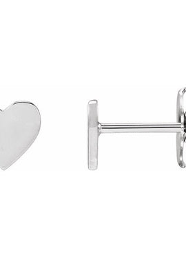 14K White Gold 8 mm Engravable Heart Earrings
