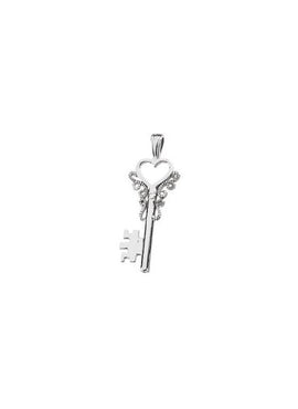 Platinum Heart Key Pendant