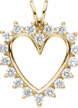 14K White Gold 9/10 CTW Natural Diamond Heart Pendant