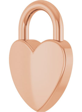 14K Yellow Gold Engravable Heart Lock Pendant