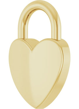 14K Yellow Gold Engravable Heart Lock Pendant