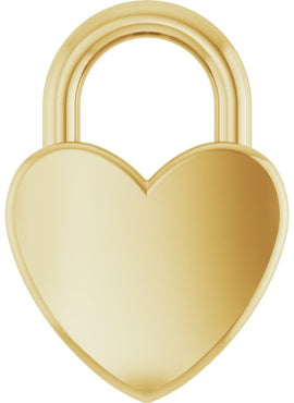14K Yellow Gold Engravable Heart Lock Pendant