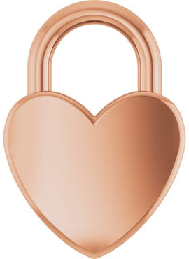 14K Yellow Gold Engravable Heart Lock Pendant