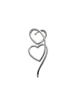 14K White Gold Double Heart Pendant