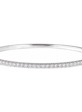 14K White Gold 1 CTW Natural Diamond Stackable Bangle 8