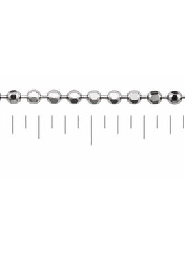 14K White Gold 1.8 mm Diamond-Cut Hollow Bead Chain by the Inch