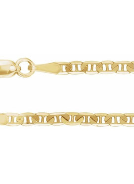 14K Yellow Gold 2.25 mm Curbed Anchor 18