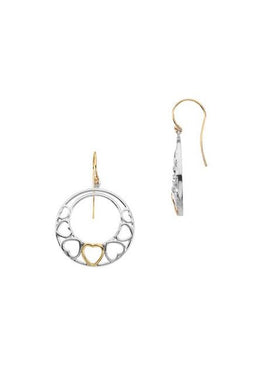 Sterling Silver & 14K Yellow Gold Heart Earrings