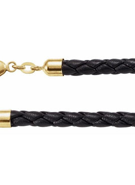 Black 5 mm Braided Leather 16
