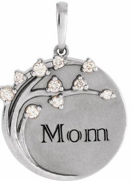 14K Rose Gold 1/8 CTW Natural Diamond Engravable Family Tree Pendant