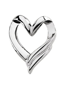14K White Gold Heart Slide Pendant