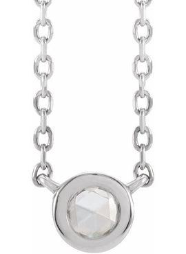 Platinum 1/3 CT Rose-Cut Natural Diamond Bezel-Set 18