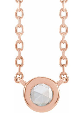 Platinum 1/3 CT Rose-Cut Natural Diamond Bezel-Set 18