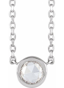 Platinum 1/3 CT Rose-Cut Natural Diamond Bezel-Set 18