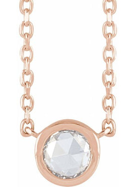 Platinum 1/3 CT Rose-Cut Natural Diamond Bezel-Set 18