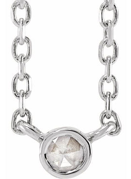 Platinum 1/3 CT Rose-Cut Natural Diamond Bezel-Set 18