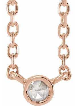 Platinum 1/3 CT Rose-Cut Natural Diamond Bezel-Set 18