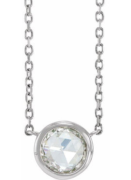 Platinum 1/3 CT Rose-Cut Natural Diamond Bezel-Set 18