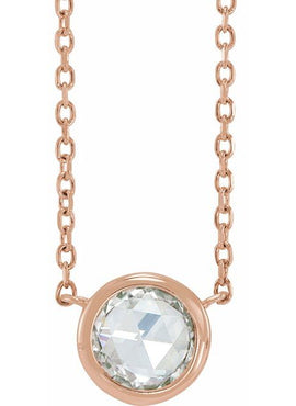 Platinum 1/3 CT Rose-Cut Natural Diamond Bezel-Set 18