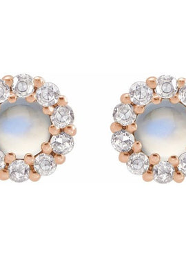 14K White Gold 1/4 CTW Rose-Cut Natural Diamond Halo-Style Earrings