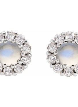 14K White Gold 1/4 CTW Rose-Cut Natural Diamond Halo-Style Earrings