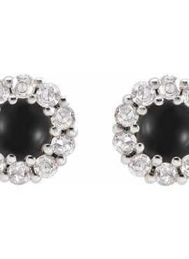 14K White Gold 1/4 CTW Rose-Cut Natural Diamond Halo-Style Earrings