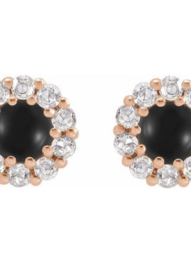 14K White Gold 1/4 CTW Rose-Cut Natural Diamond Halo-Style Earrings