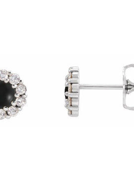 14K White Gold 1/4 CTW Rose-Cut Natural Diamond Halo-Style Earrings