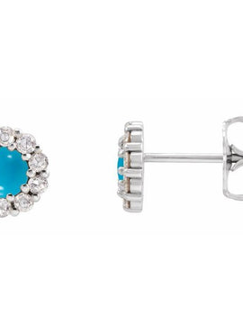 14K White Gold 1/4 CTW Rose-Cut Natural Diamond Halo-Style Earrings