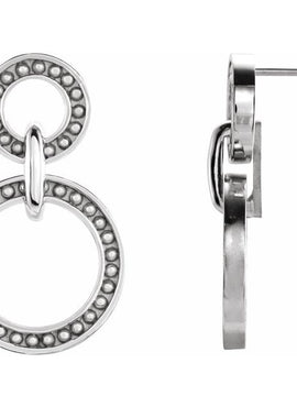 14K Yellow Gold Beaded Double Circle Earrings