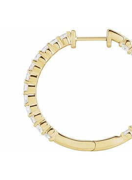 14K Yellow Gold 1 CTW Lab-Grown Diamond Inside-Outside Hinged 19.3 mm Hoop Earrings