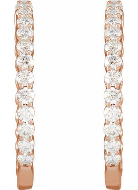 14K Yellow Gold 1 CTW Lab-Grown Diamond Inside-Outside Hinged 19.3 mm Hoop Earrings