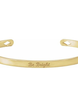 14K Yellow Gold Engravable Pierced Diamond Cuff 7