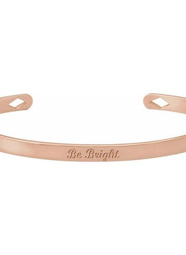 14K Yellow Gold Engravable Pierced Diamond Cuff 7