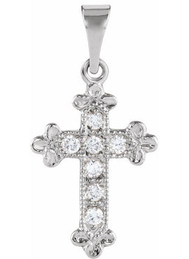 14K Yellow Gold 1/10 CTW Natural Diamond Cross Pendant