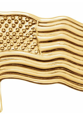 14K Yellow Gold 14.5x14 mm American Flag Lapel Pin