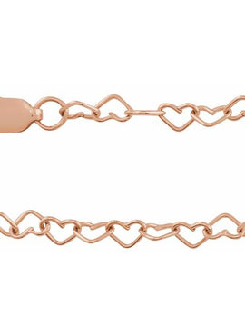 14K Yellow Gold 3.2 mm Heart Cable 7